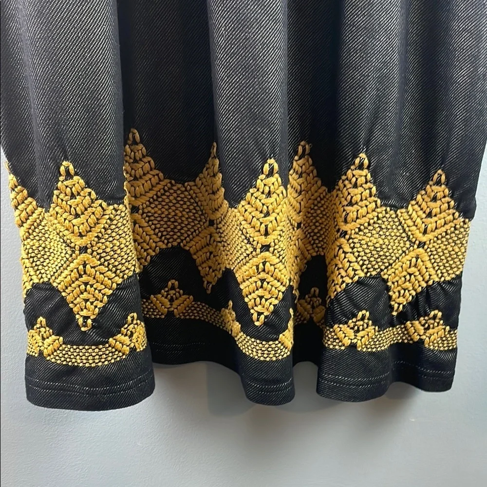 Uncle Frank Black and Gold Embroidered Boho Dress Size M